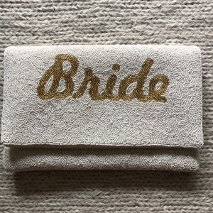 Bead Bride Clutch Gold White